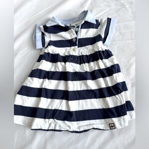 Mayoral Girls Dress 6 months 100% Cotton Blue White Stripe‎ Nautical Preppy